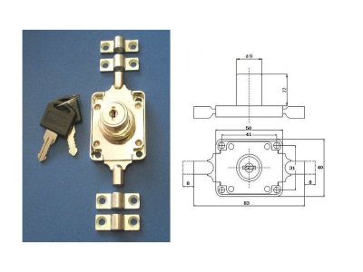 AVES 168-22 Cr zámek rozvorový + 2 tyče délka 1m (pr. 6mm]