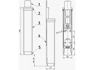 Stavěč dveřní K 501 Černý Mat  149x32x27mm