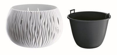 Květináč SANDY BOWL s vkladem 23,8 cm - barva: bílá