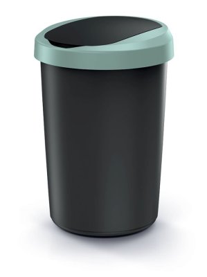 Odpadkový koš COMPACTA R FLAP - objem: 40 l, barva: recykl. černá s světle zeleným víkem