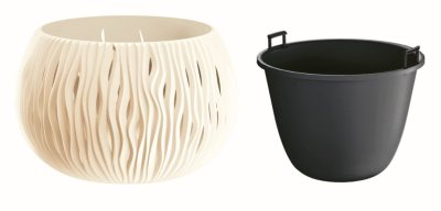 Květináč s vkladem SANDY BOWL14,4 cm - barva: krémová