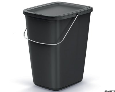 Odpadkový koš COMPACTA Q FLAP BASIC recyklovaný černý, objem 9l