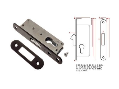 Zámek s hákem vložka Z090-HW hl.39mm 22/22